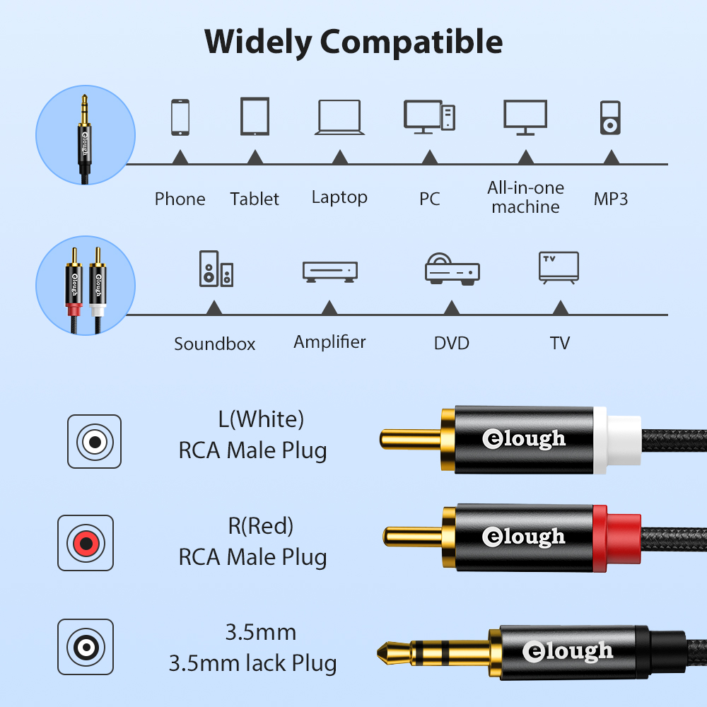 Elough RCA Cable AUX RCA Speak - Audio Home Cinema recension och pris