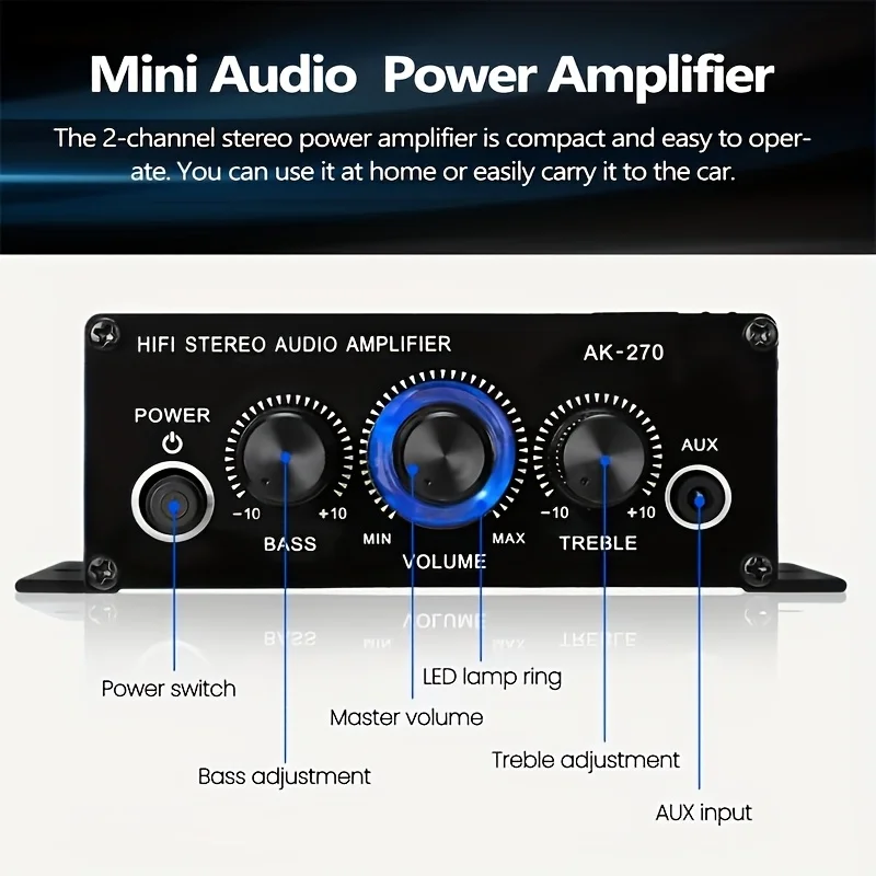 AK-270 400W Mini Power Amplifi - Audio Home Cinema recension och pris